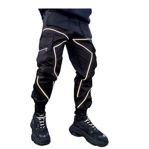 Black brand new cargo jogger pants, draw strings, unisex, see measurements